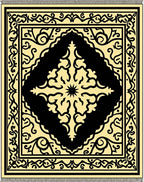 Cream Black Medallion Arabesque Rug