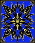Bold Blue Yellow Layered Floral Rug