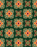 Ornate Scarlet Sunburst Lattice Rug