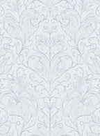 Pale Blue Floral Vine Damask Rug
