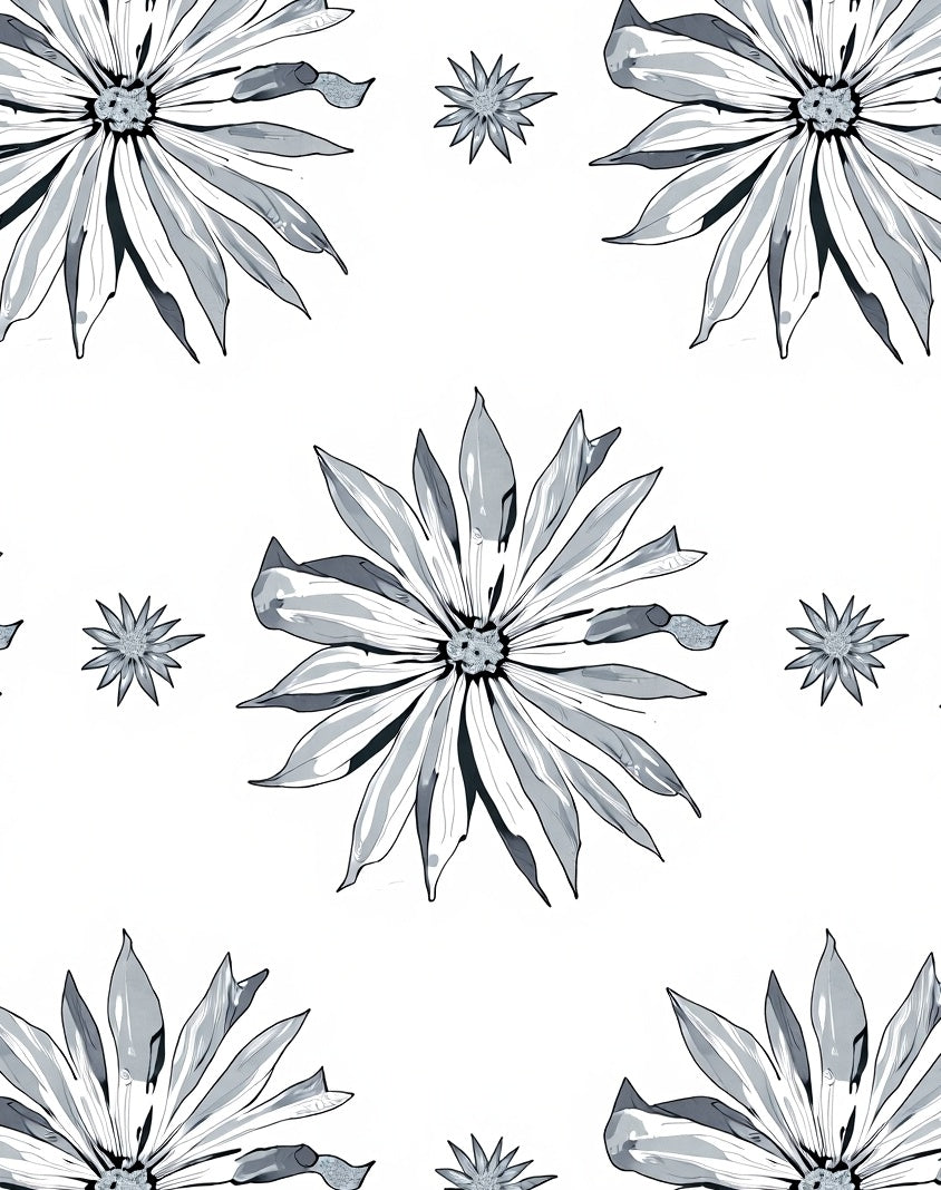 Monochrome Floral Bloom Repeat Rug
