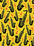 Yellow Black Saxophone Abstract Musical Rug