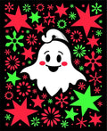 Cute Ghost With Red Green Stars Rug