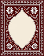 Crimson Floral Border Medallion Cream Rug
