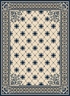 Navy Blue Floral Medallion Lattice Rug