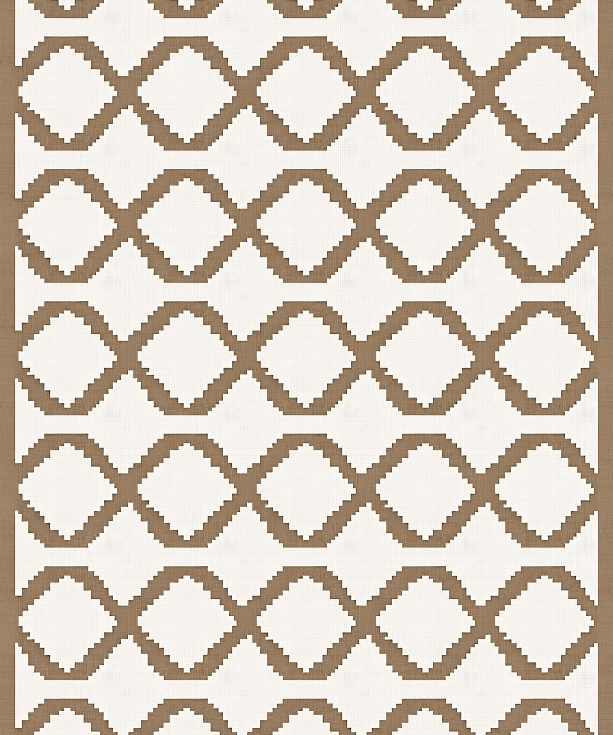 Brown and White Geometric Diamond Rug