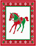Red Green Horse Snowflake Border Rug