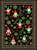 Festive Gnomes Green Red Snowflake Collection Rug