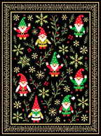 Festive Gnomes Green Red Snowflake Collection Rug