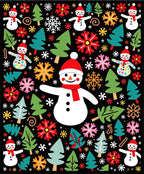 Whimsical Snowman Christmas Tree Medley Rug