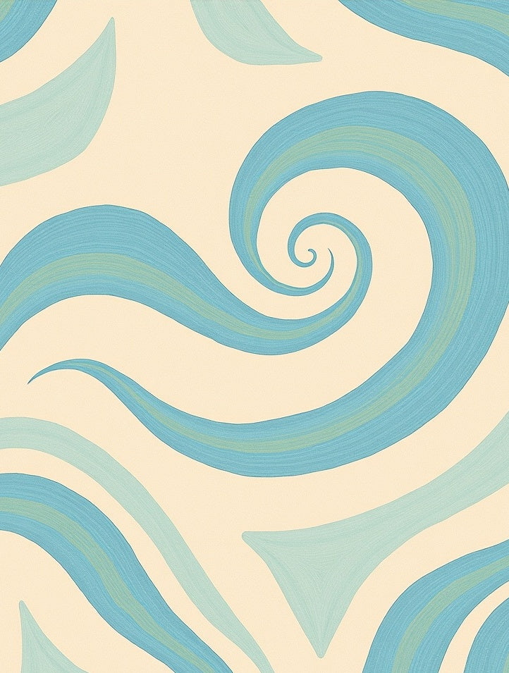 Aqua Wave Scroll Rug