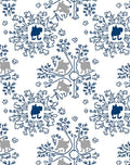 Dark Blue Whimsical Animal Tree Medallion Rug
