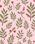 Pink Spruce Branches Botanical Repeat Rug