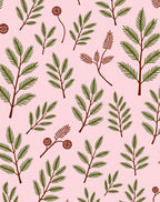 Pink Spruce Branches Botanical Repeat Rug