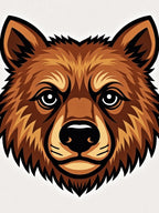 Fierce Brown Bear Stylized Portrait Rug