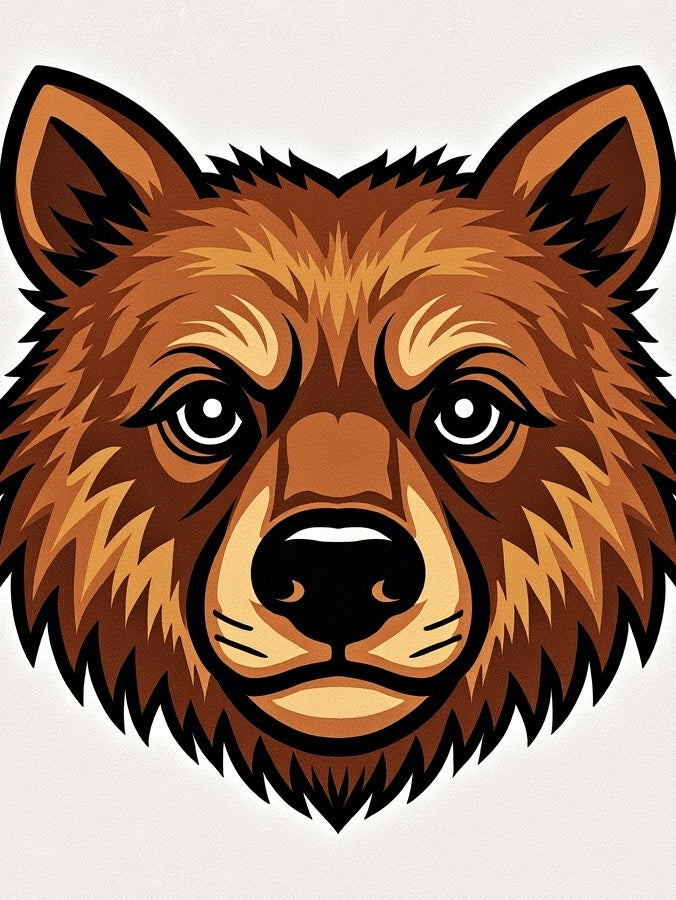 Fierce Brown Bear Stylized Portrait Rug