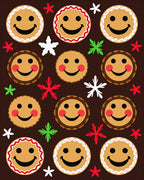 Gingerbread Smiley Faces With Stars Rug