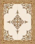 Rich Brown Ornamental Border Framing Medallion Rug