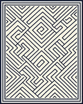 Cream and Black Linear Maze Rug