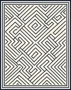 Cream and Black Linear Maze Rug