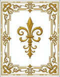 Ornate Gold Fleur de Lis Frame Rug