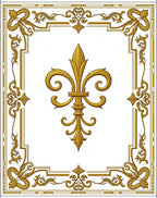 Ornate Gold Fleur de Lis Frame Rug