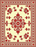 Crimson Floral Medallion Cream Border Rug