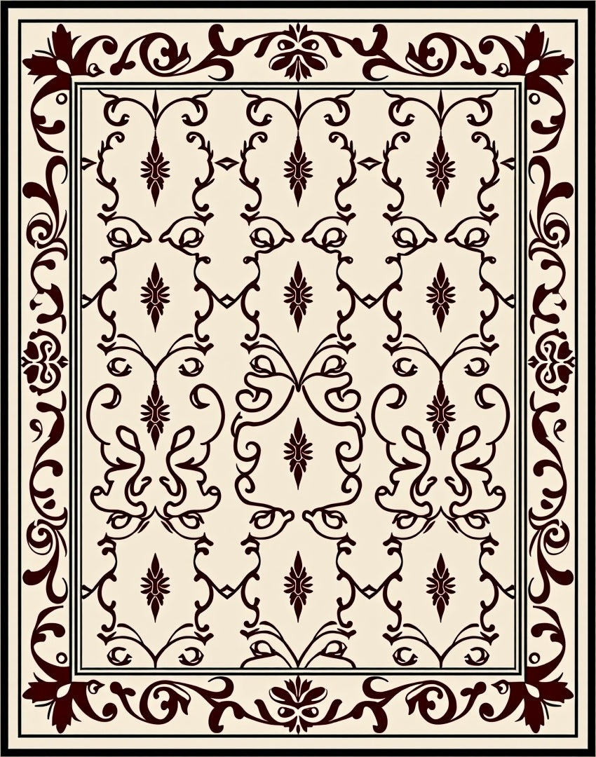 Deep Red Floral Baroque Lace Rug