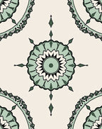 Sage Green Floral Medallion Harmony Rug