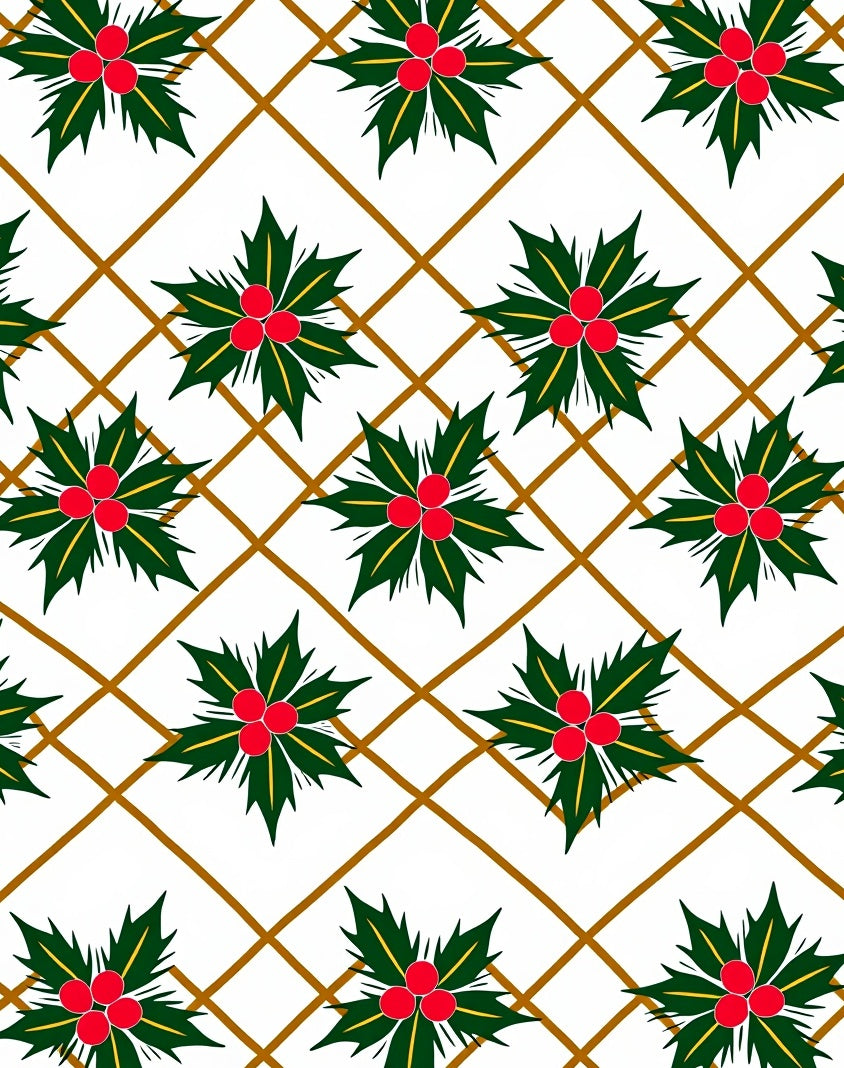 Green Red Holly Lattice Rug