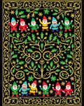Enchanted Garden Gnomes Floral Border Rug