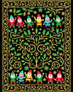 Enchanted Garden Gnomes Floral Border Rug