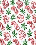 Red Green Swirl Candy Cane Leaves Rug