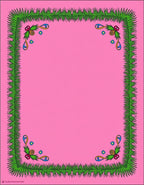 Pink Floral Pinecone Border Rug