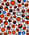 Orange and Navy Circles Collage Rug