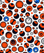 Orange and Navy Circles Collage Rug