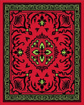 Vibrant Red Black Floral Medallion Rug