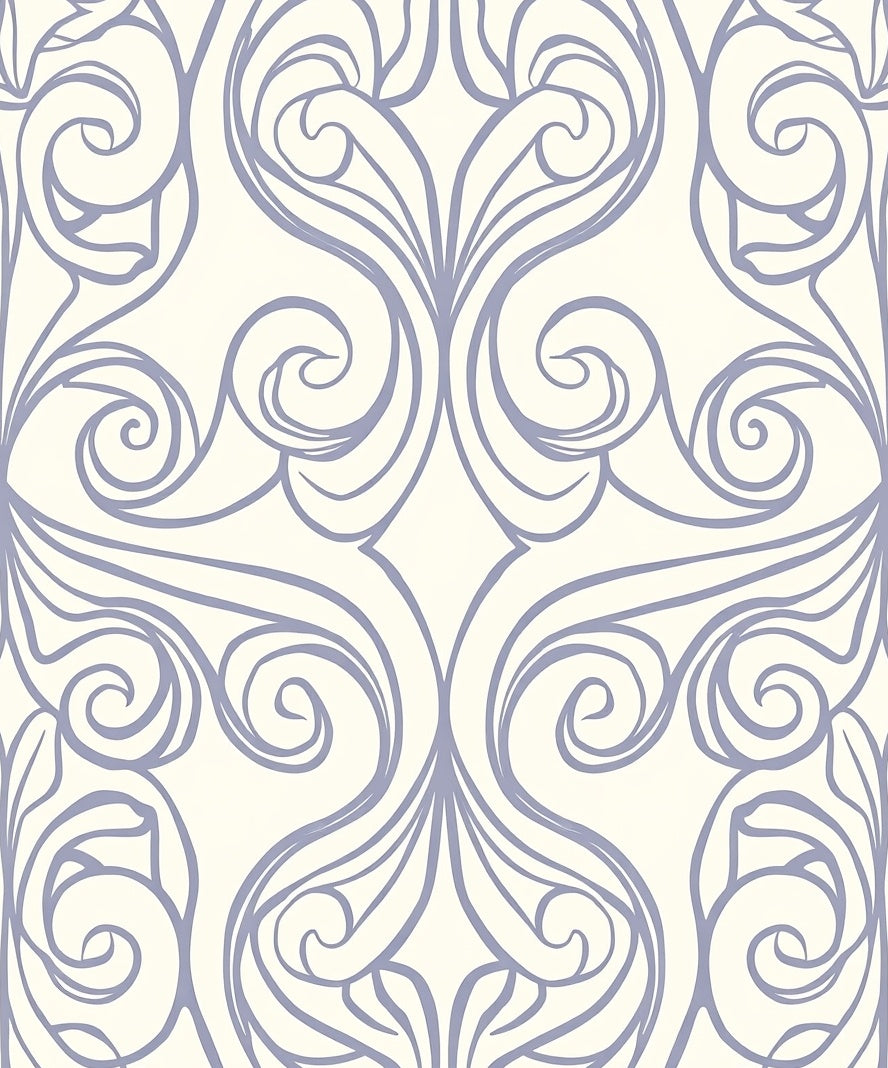 Pale Blue Vine Scroll Rug