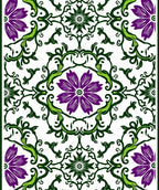Vibrant Purple Green Floral Symmetry Rug