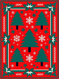 Festive Red Poinsettia Christmas Trees Rug