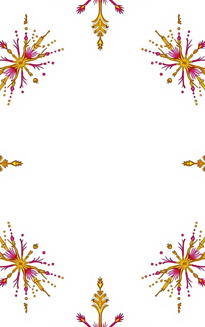 Golden Magenta Starburst Floral Corner Rug