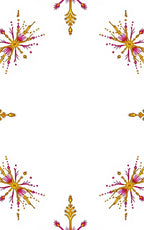 Golden Magenta Starburst Floral Corner Rug
