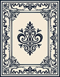 Dark Navy Ivory Ornate Scroll Rug