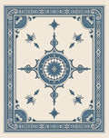 Classic Blue Floral Medallion Border Rug