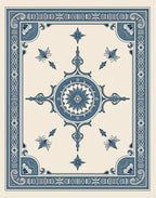 Classic Blue Floral Medallion Border Rug