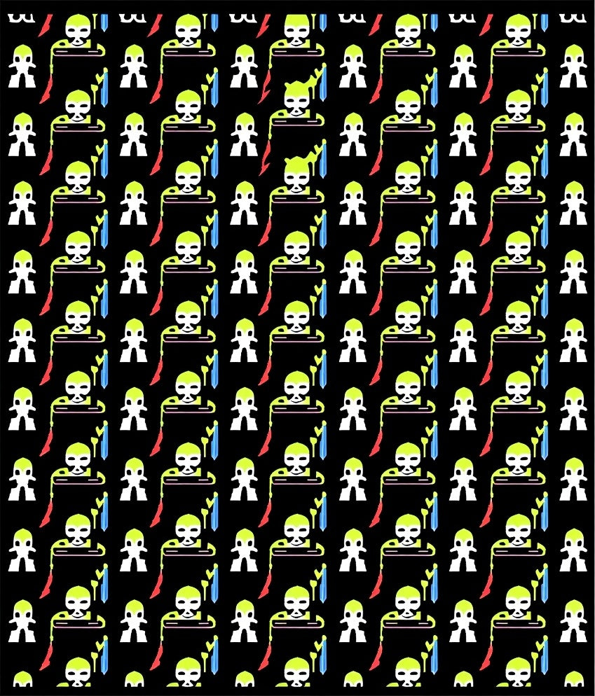 Playful Alien Icons Geometric Repeating Rug