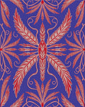 Crimson Feather Swirl Blue Rug
