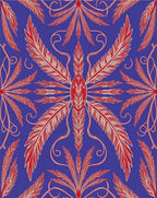 Crimson Feather Swirl Blue Rug