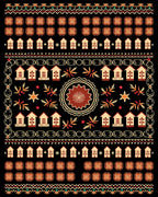 Terracotta Brown Folkloric House Medallion Rug