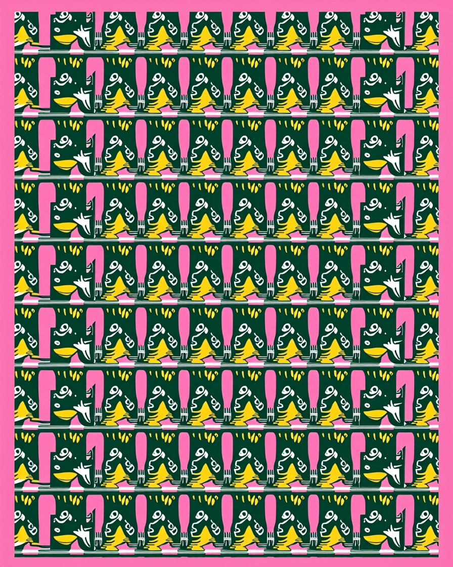 Playful Yellow Flamingo Pink Geometric Rug